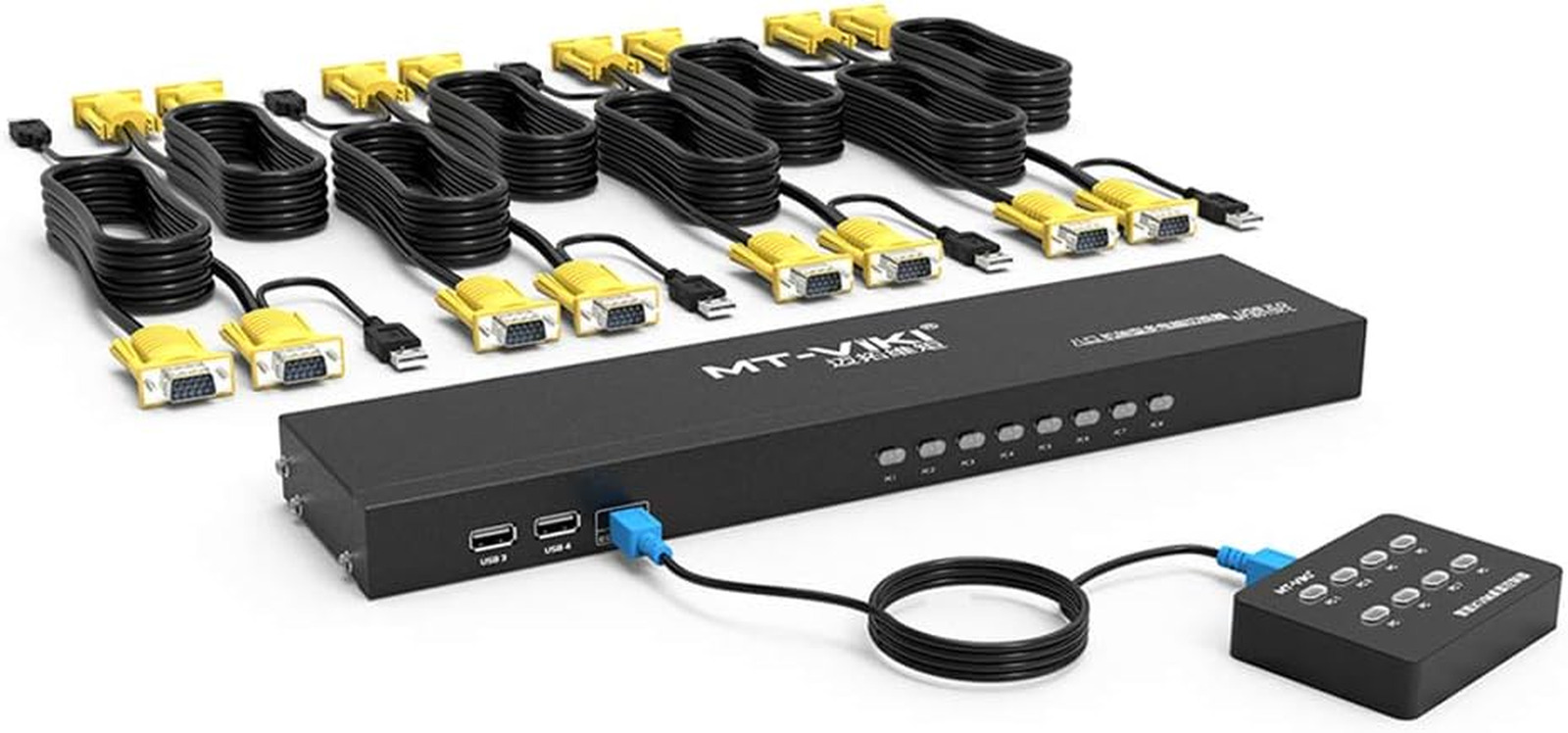 8 Port 8X1 Rackmount KVM Switch VGA Included KVM Cables & Wire Desktop Selector 