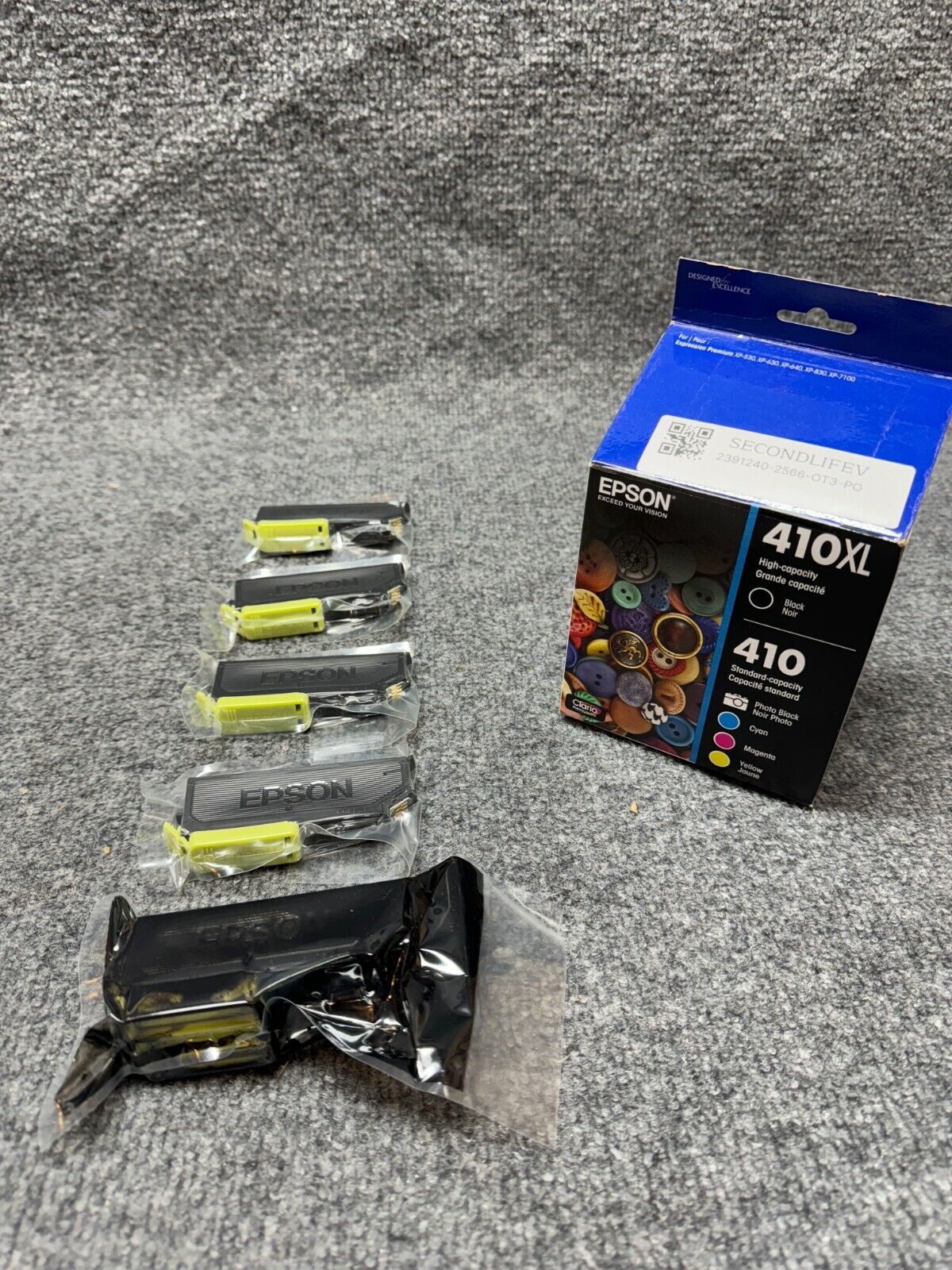 Genuine Epson 410XL 5 Pack Ink Cartridges Black & Standard Colors Combo