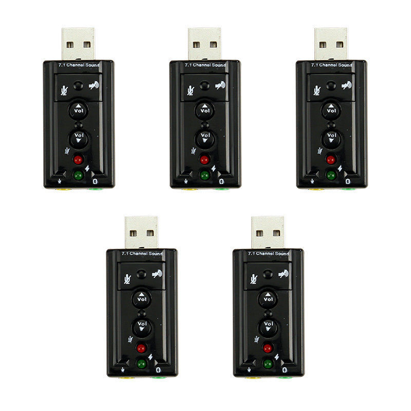 Lot 5 Pcs 7.1 Channel USB 2.0 3D Virtual Audio External Sound Card Adapter PC US