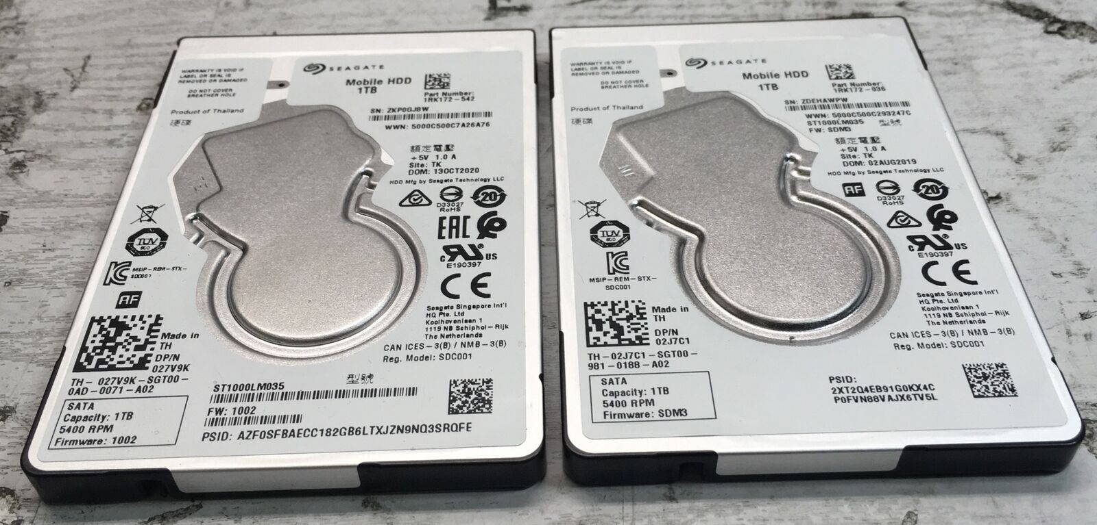 Lot of 2 Seagate ST1000LM035 Mobile HDD 1TB 2.5\