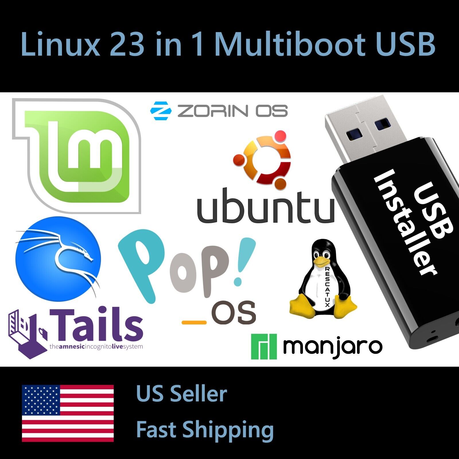 Linux 23 in 1 Bootable Windows Alternative Collection Live Distro Mint Ubuntu OS