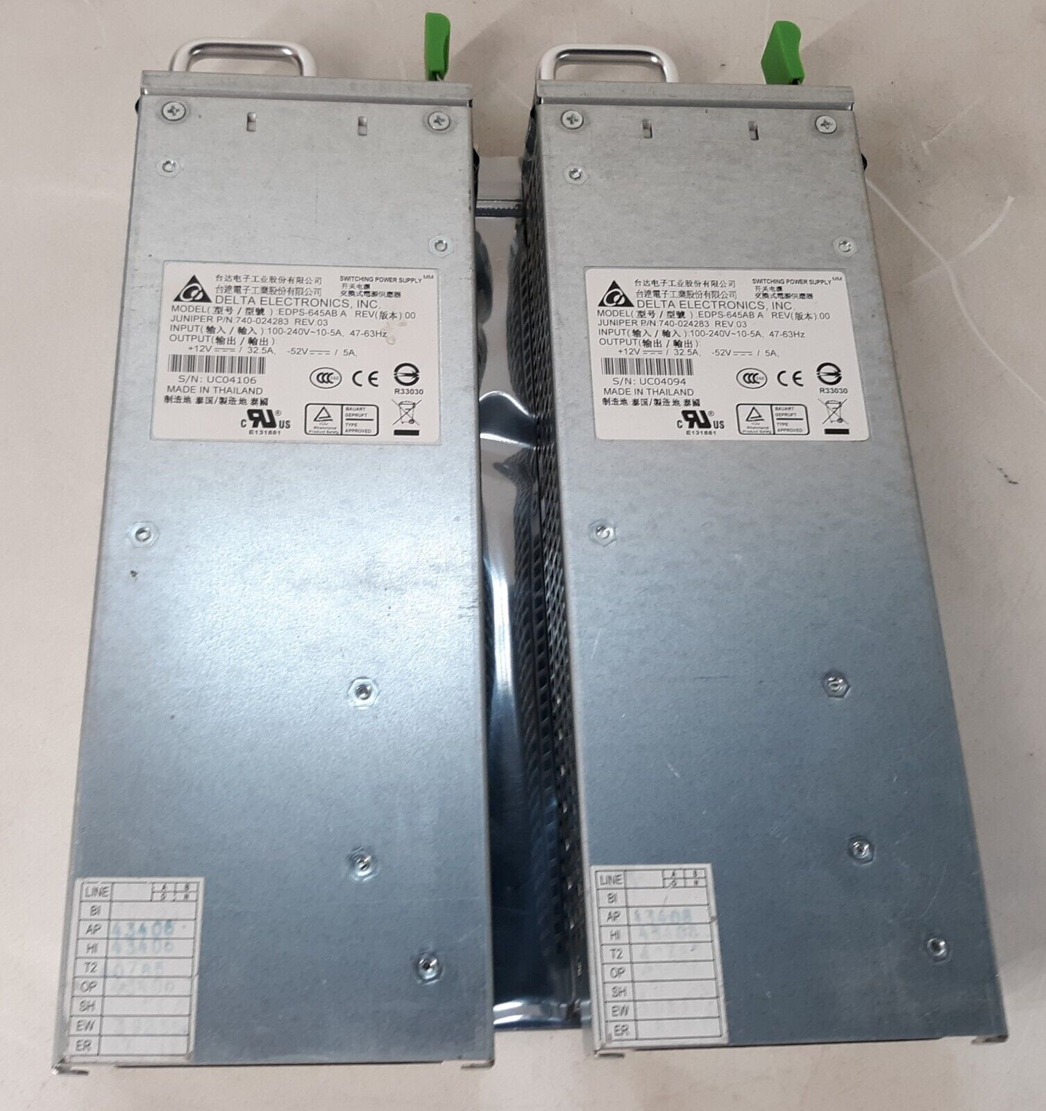 Pair of Juniper 740-024283 EDPS-645AB A Switching Power Supply *PULLED*