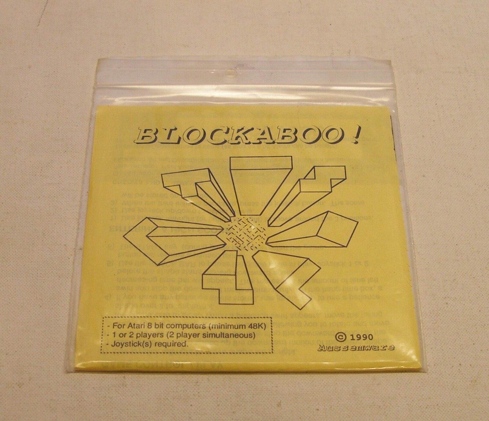 VERY RARE GAME: Blockaboo by Aussemware for Atari 400/800 - NEW (Rarity 9)