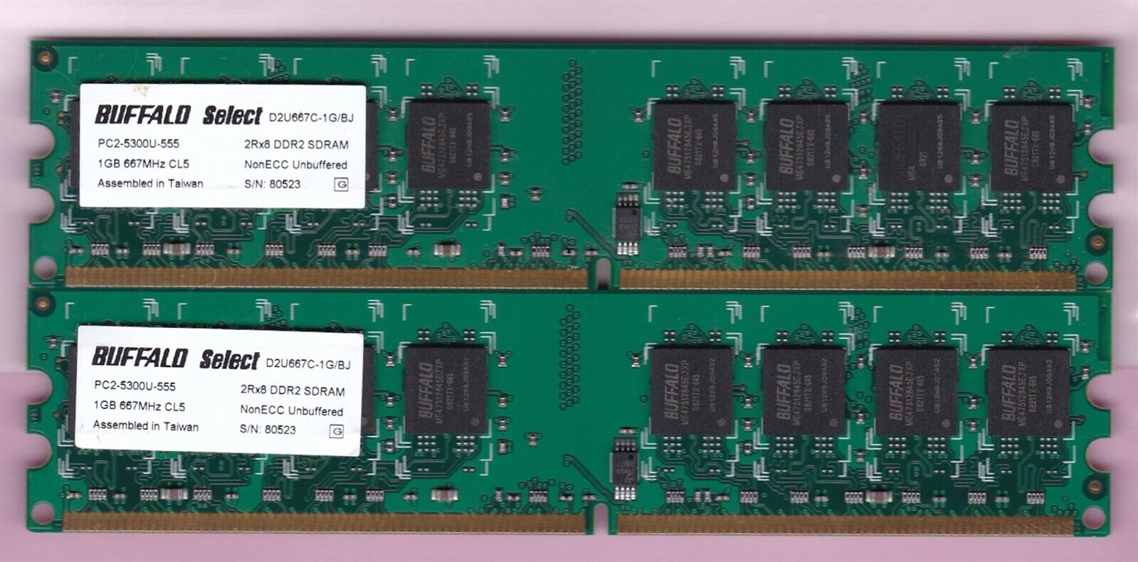 2GB 2x1GB PC2-5300 BUFFALO SELECT D2U667C-1G/BJ DDR2-667 Desktop Ram Memory Kit
