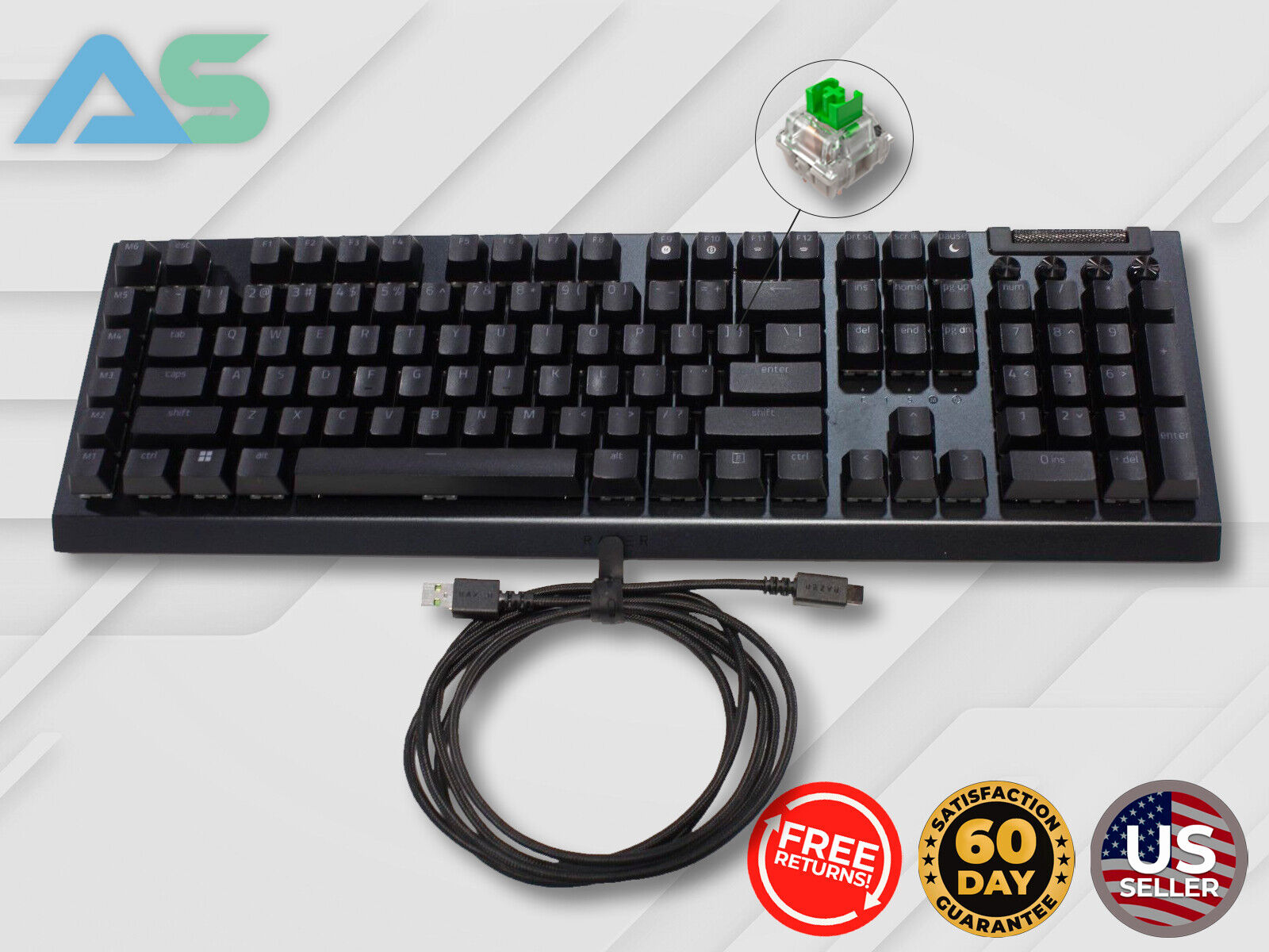 Razer BlackWidow V4 Wired Mechanical Gaming Keyboard (Green Switch) Black