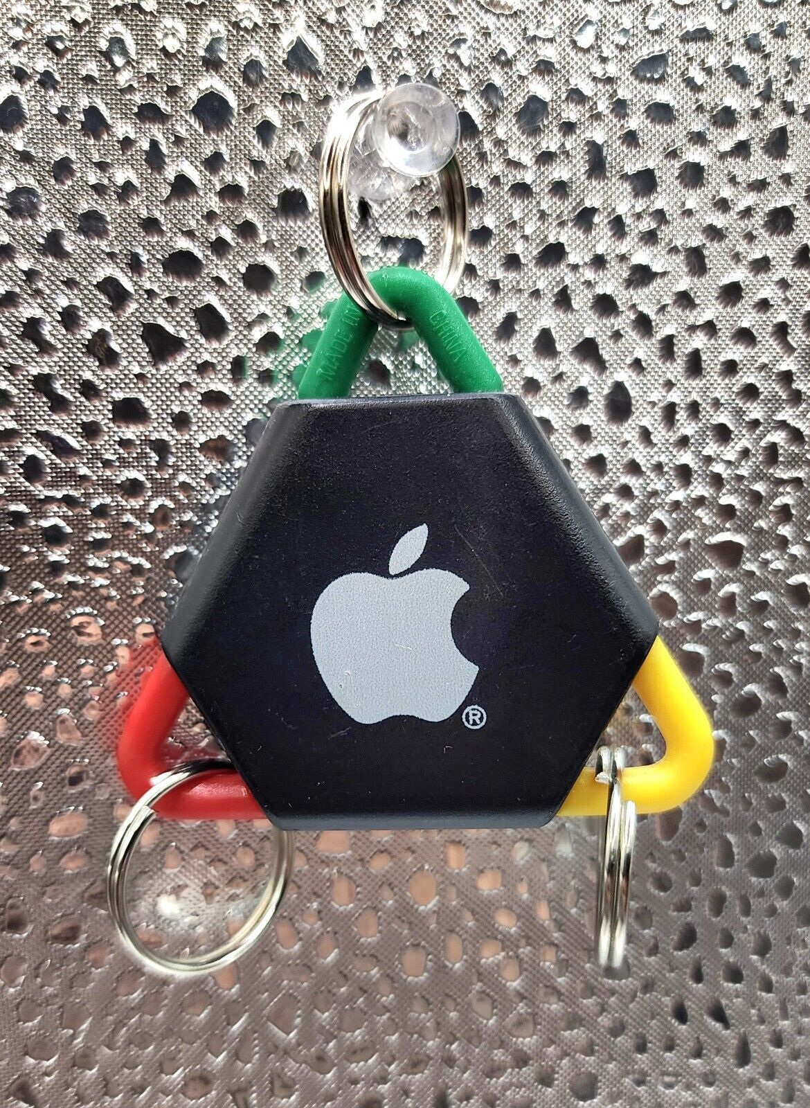 Very Rare Apple logo keychain, rainbow red green yellow, 3 keyring, htf READ PLZ