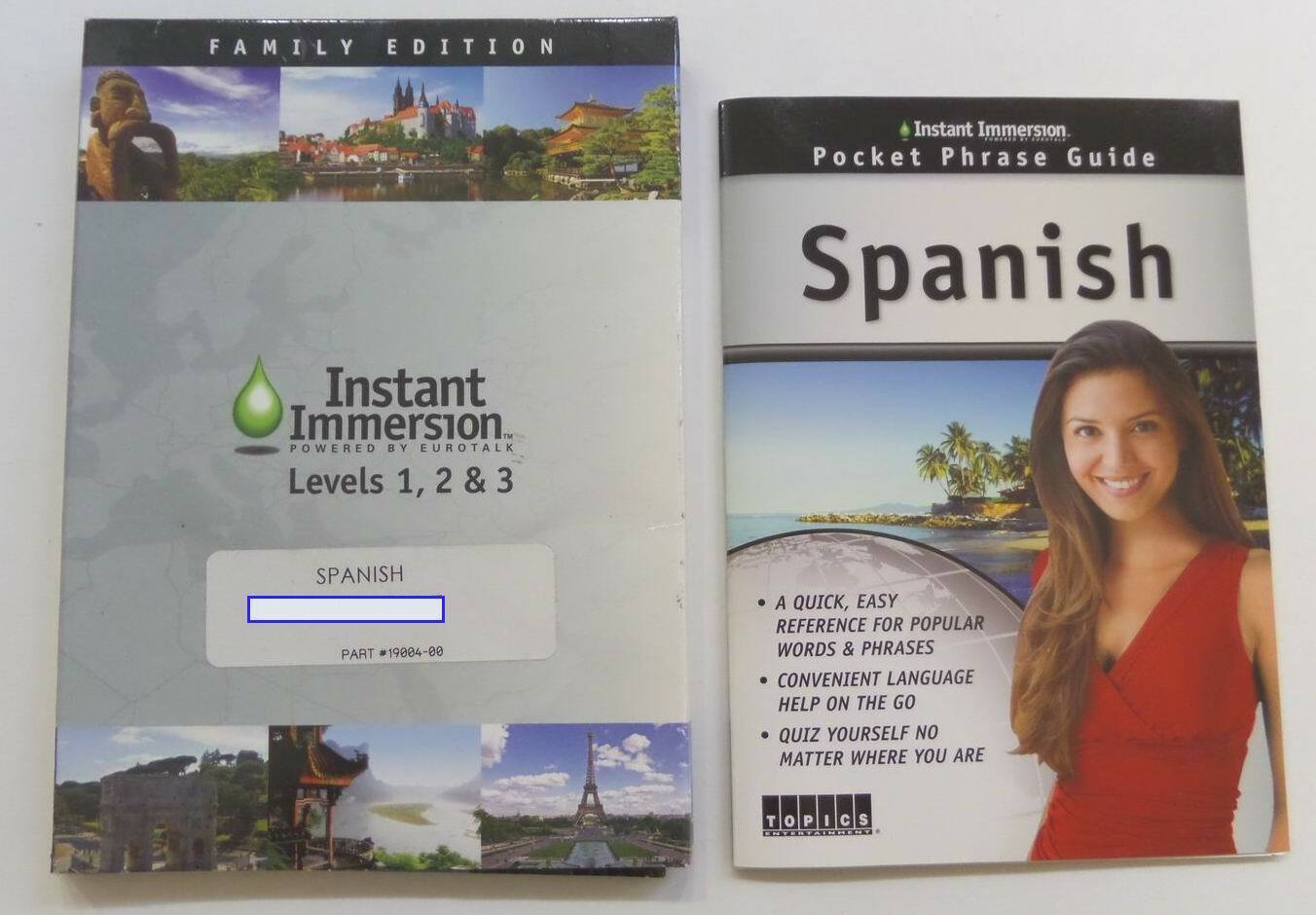 Instant Immersion Spanish Levels 1, 2, & 3 Family Edition w/ Pocket Phrase Guide