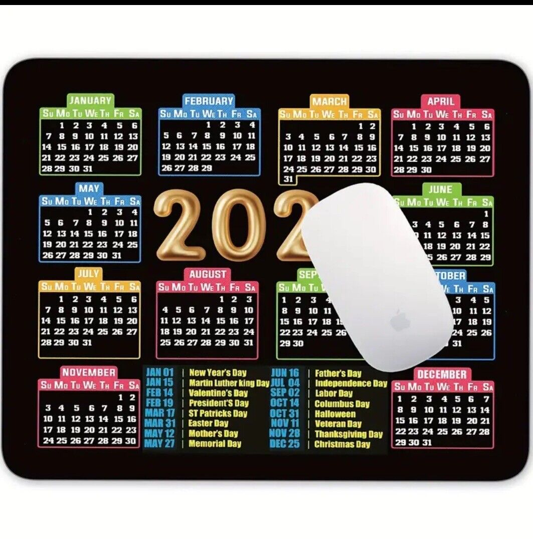 2024 Calendar Mouse pad Gaming Designed Mouse Mat Non Slip Rubber Multicolor
