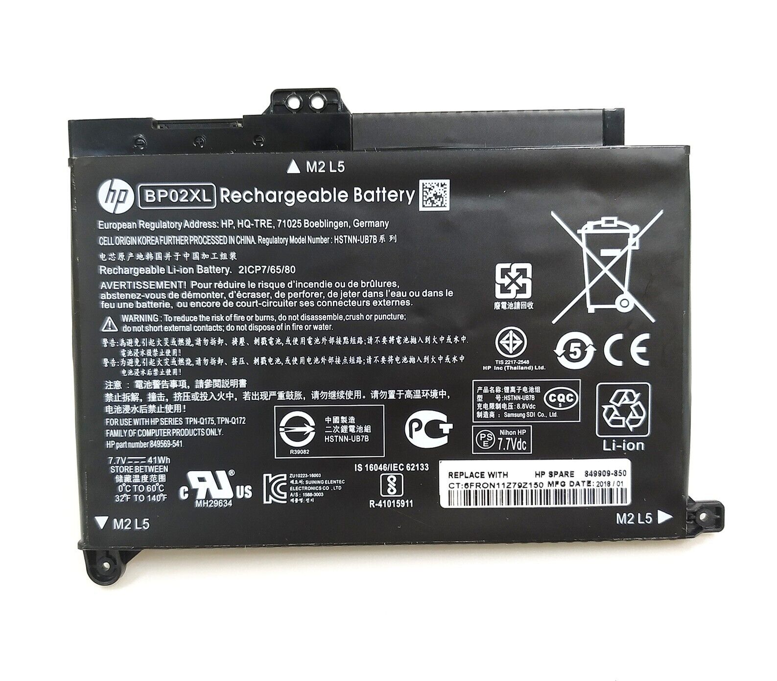 Genuine OEM BP02XL 41Wh Battery For HP Pavilion BP02041XL 849909-850 849569-541