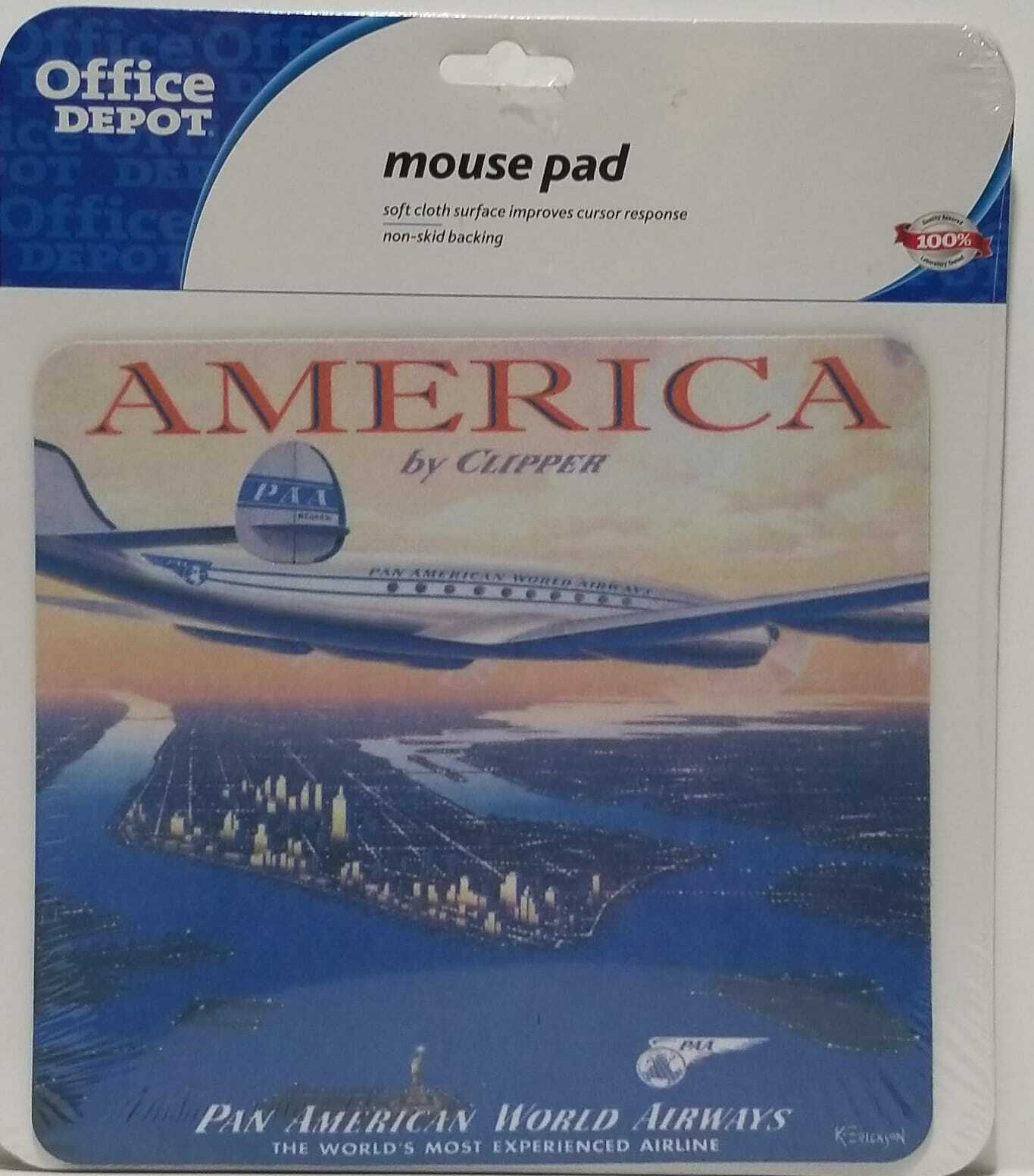 Office Depot Brand Greg Young Vintage Postcard Mouse Pad, White/Blue (LOC CR-13)