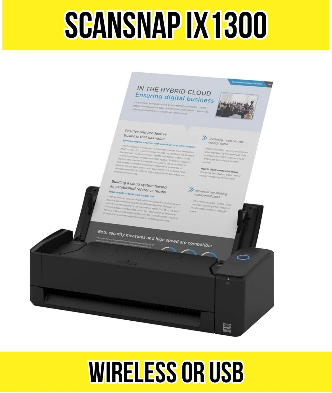Ricoh ScanSnap ix1300 Document Scanner (Black)-Compact Wireless or USB Double
