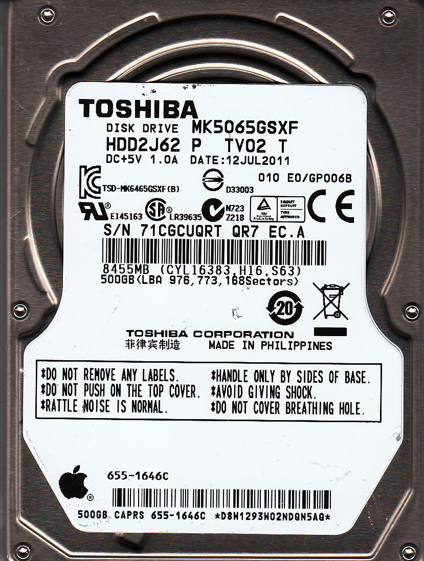 FOR DATA RECOVERY Toshiba MK5065GSXF HDD2J62 P TV02 T SATA BAD SECTOR 6828