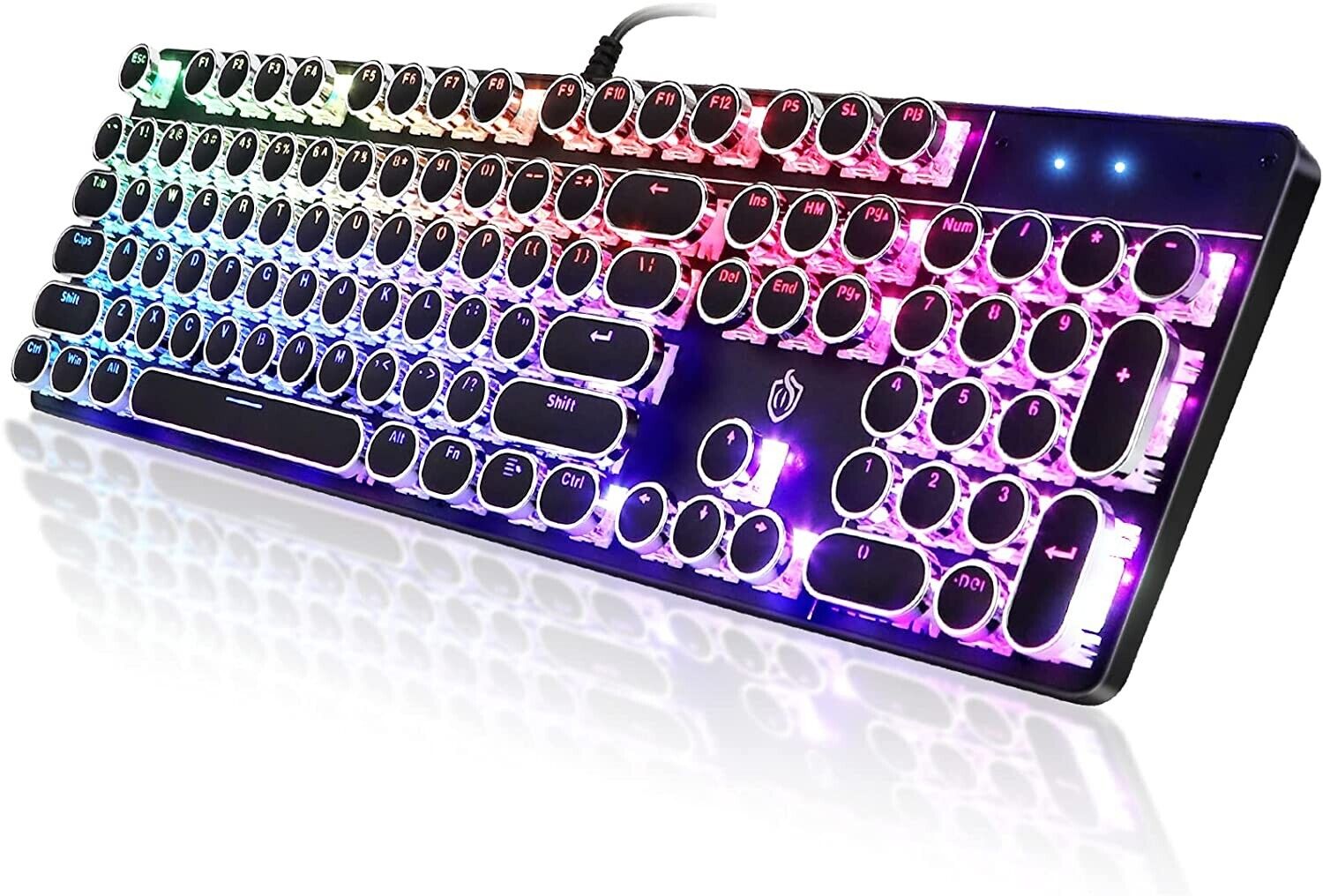RK Typewriter Style Mechanical Gaming RGB Backlit Keyboard Blue Switch Retro Cap