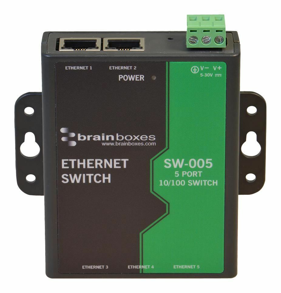BRAINBOXES - 5 Port Industrial Fast Ethernet Switch