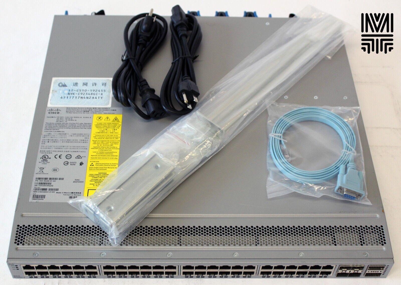 CISCO N9K-C92348GC-X 48x 1GB RJ-45 4x 25GB SFP28 2x 100GB QSFP28, with RAIL KIT