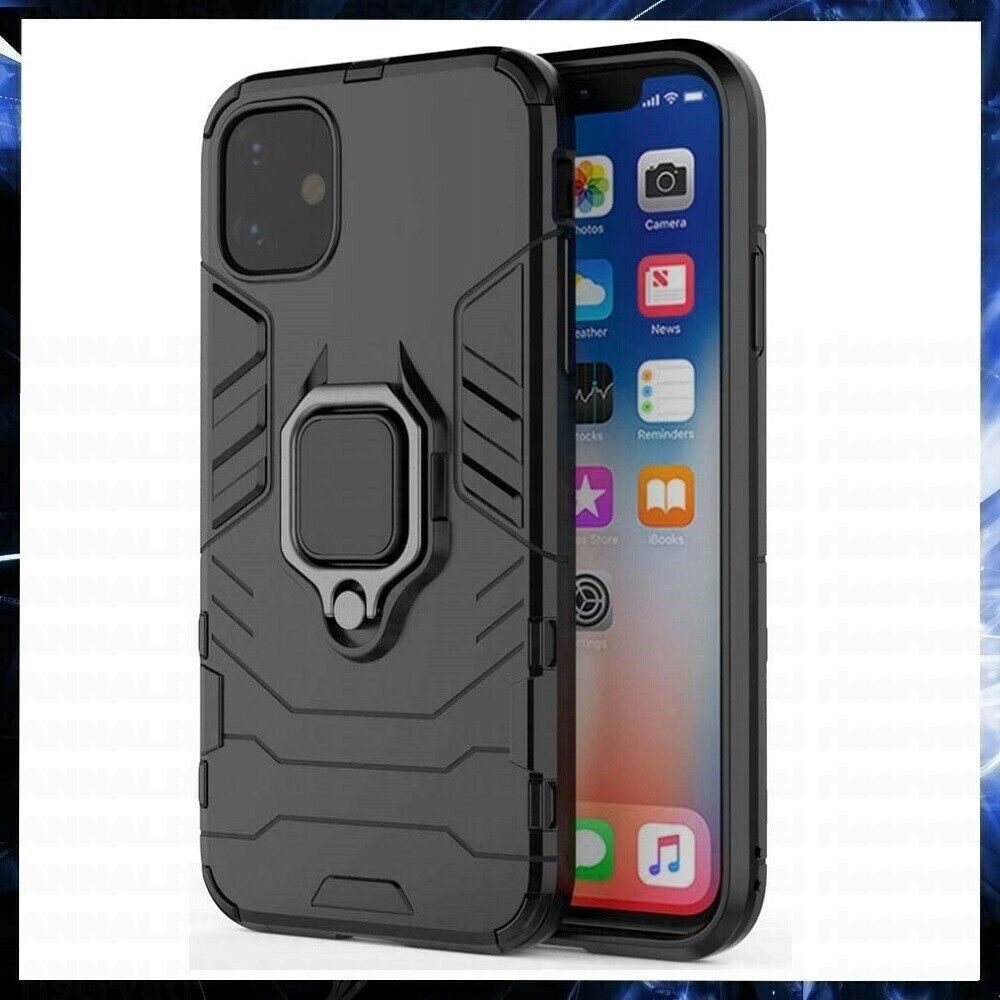 Cover For Apple IPHONE 12 6,1 Case Shockproof Rigid Magnetic Armor Ring Black