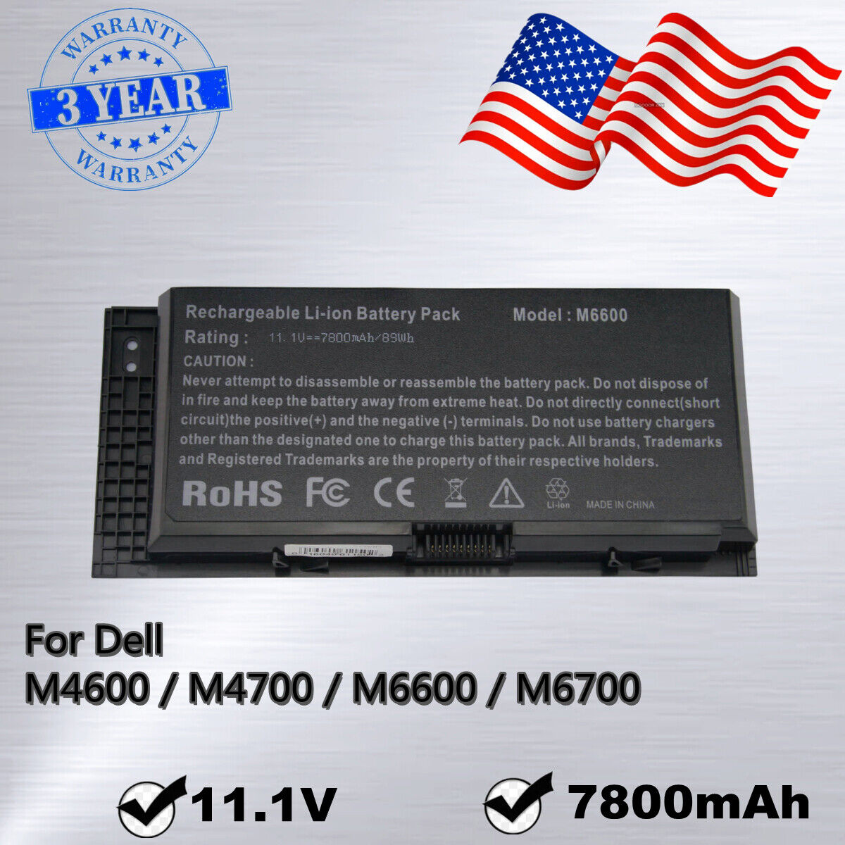 M6600 Battery for Dell Precision M4600 M4700 M4800 M6700 M6800 FV993 T3NT1 FJJ4W
