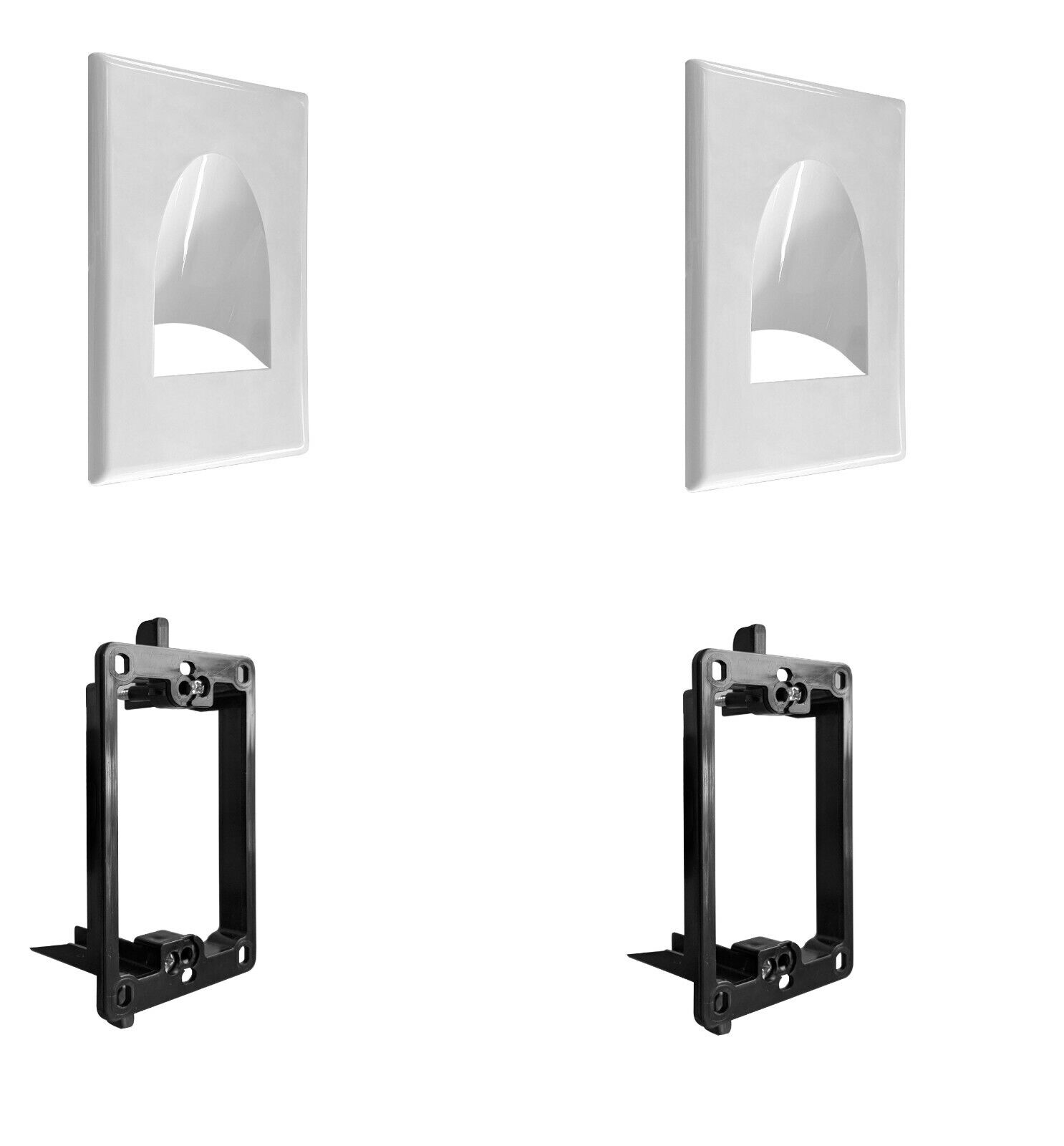 1-Gang Recessed Low Voltage Wall Plate with Mounting Bracket (2-Pack, White)