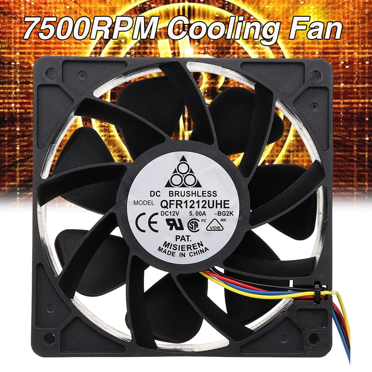 7500RPM Cooling Fan Replacement 4-pin For Antminer Bitmain S7 S9 S15 S17 T9 T15