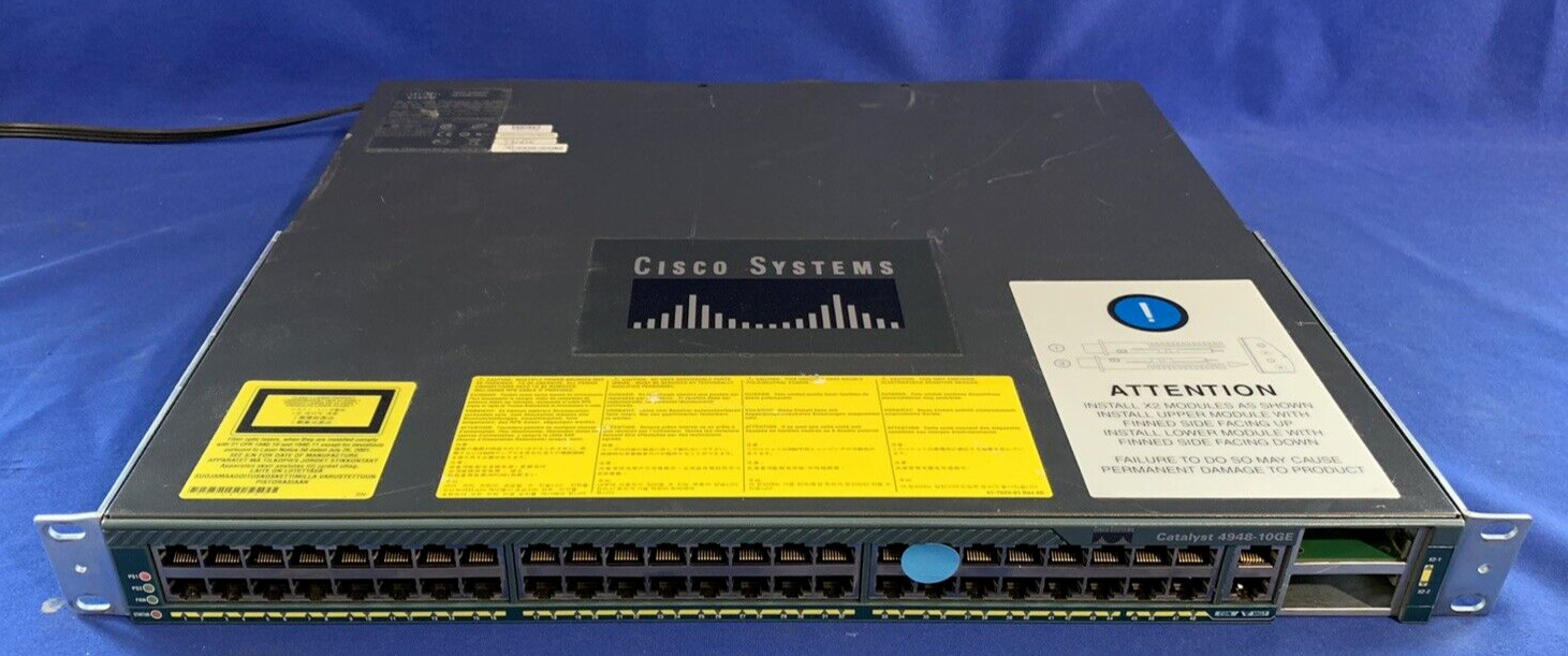 Cisco Catalyst 4948 48-Port 10G Ethernet Switch WS-C4948-10GE-E Dual Power Fan