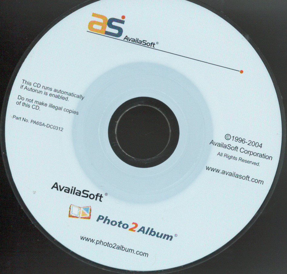 AvailaSoft Photo 2 Album CD Software Disc for Windows XP Mini CD 3\