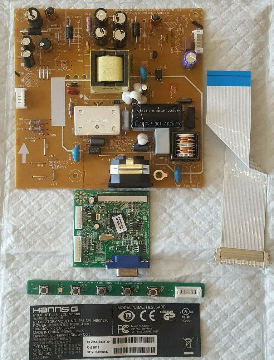 Hanns-G HL205ABB LCD Monitor parts Repair KIT, Power, MAIN, KEY, LVDS 1198 1C1A1