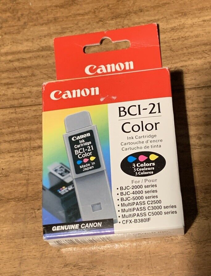 New Open Box Sealed Bag Genuine OEM Canon BCI-21 Color Inkjet Cartridge BCI21C