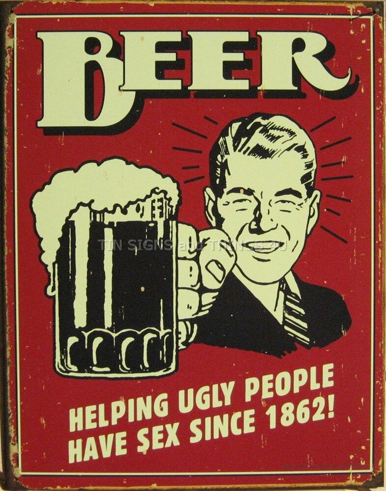 Beer Helping Ugly People FUNNY TIN SIGN vintage bar metal poster wall decor 1328