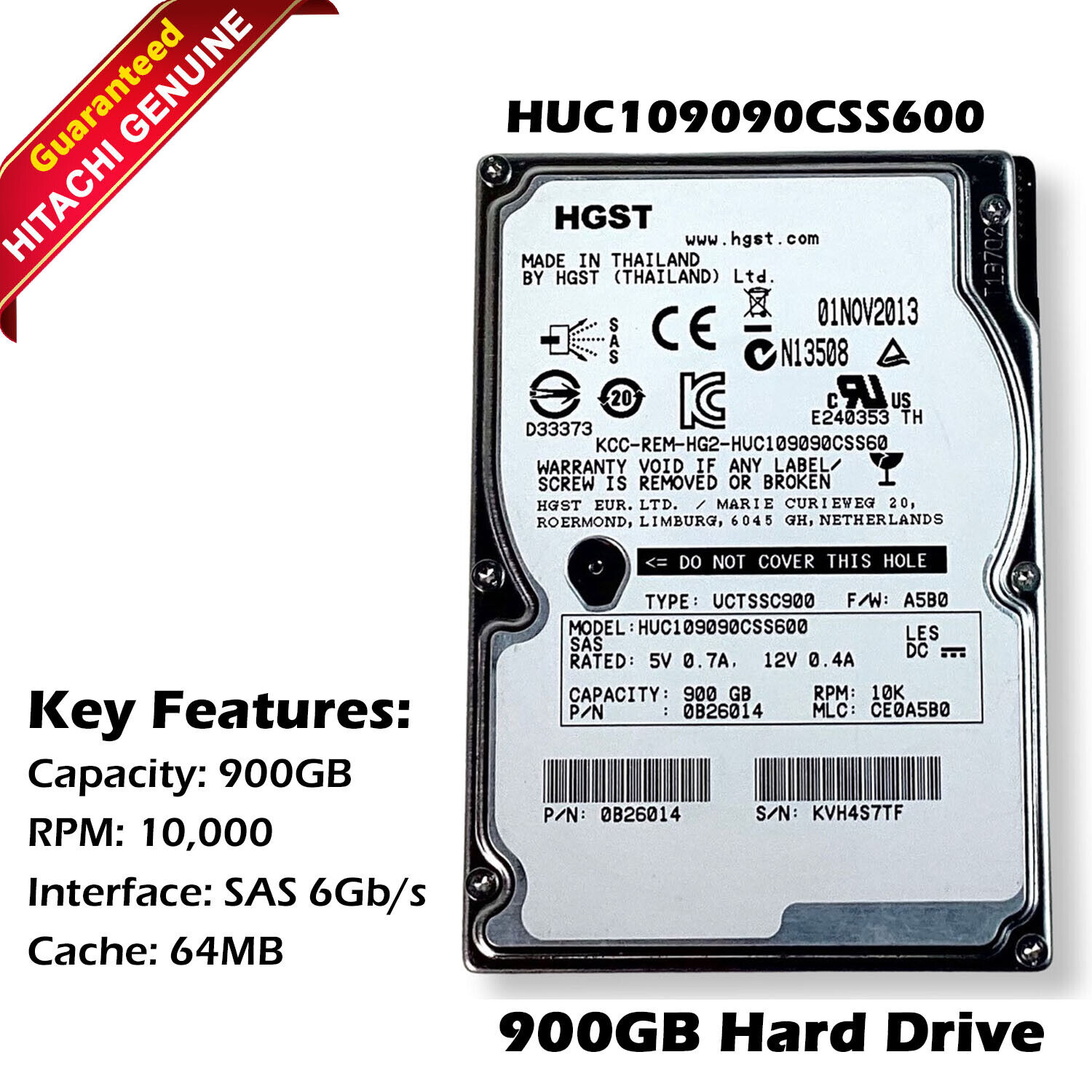 Genuine Hitachi HUC109090CSS600 900GB Internal HDD 10000RPM 2.5