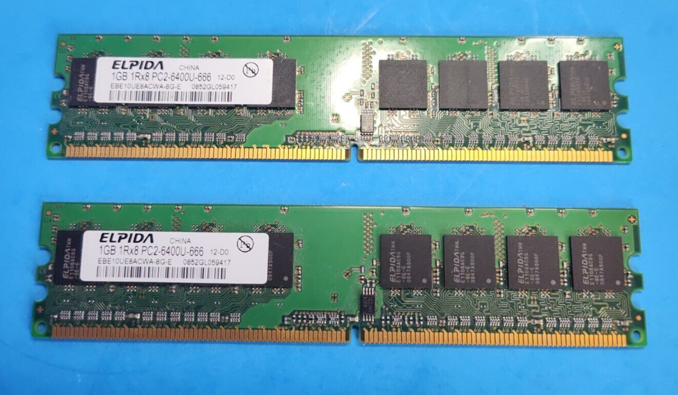 Elpida 2GB (2x1GB) 1Rx8 PC2-6400 DDR2-800 Desktop RAM Memory