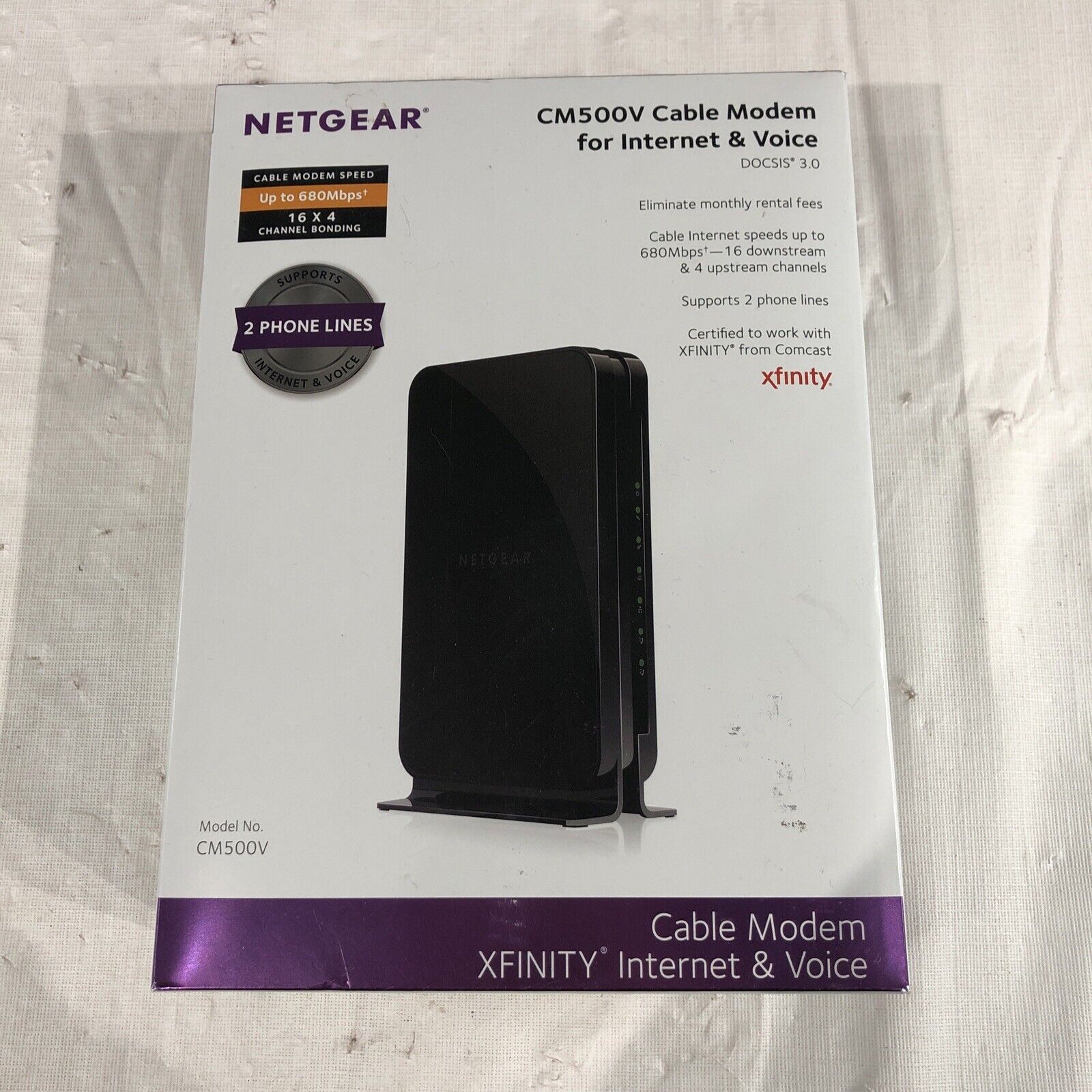 Netgear® CM500 16x4 DOCSIS 3.0 680Mbps High Speed Cable Modem Internet and Voice