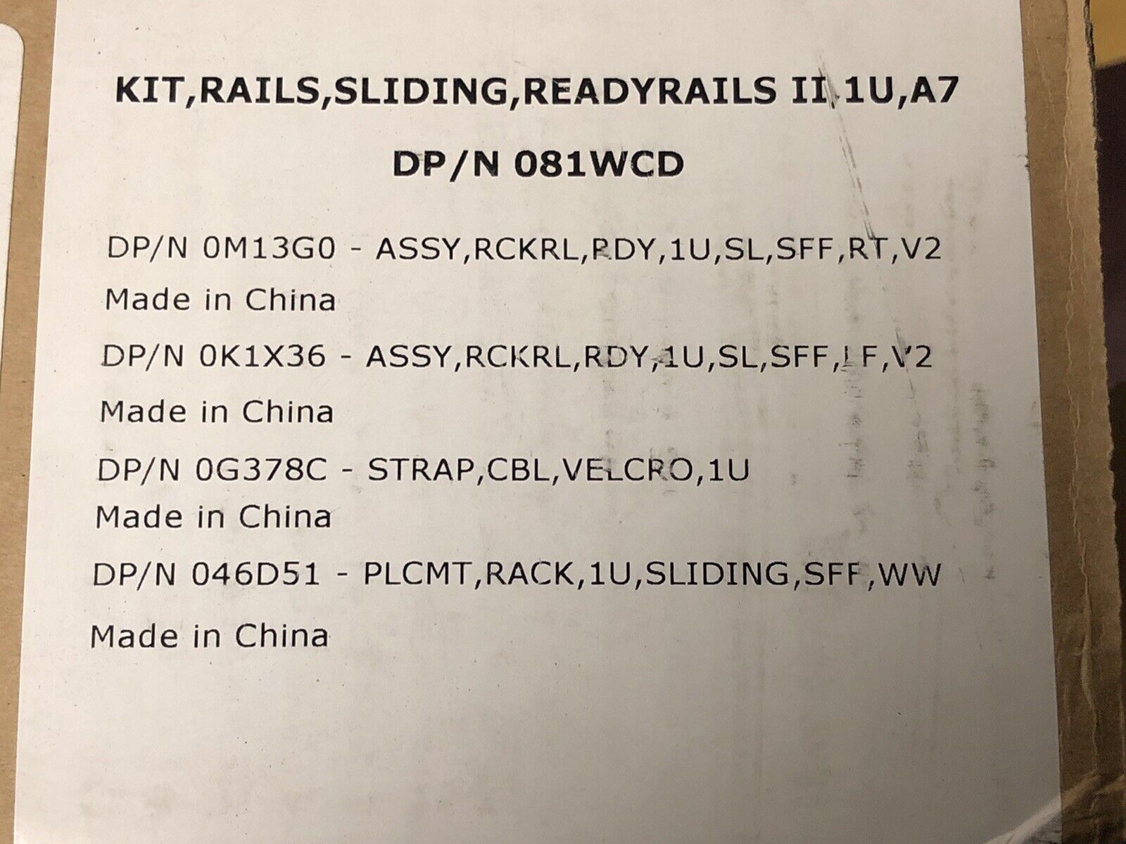 Dell 1U Sliding Rail Kit Type A7 R320 R330 R430 R440 R620 R630 R640 NX3300 NX400