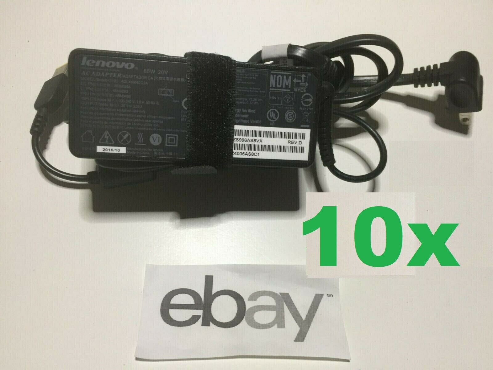 Lot of 10 Genuine Lenovo 65W 20V 3.25A Power Adapter w/ Cables SQUARE TIP