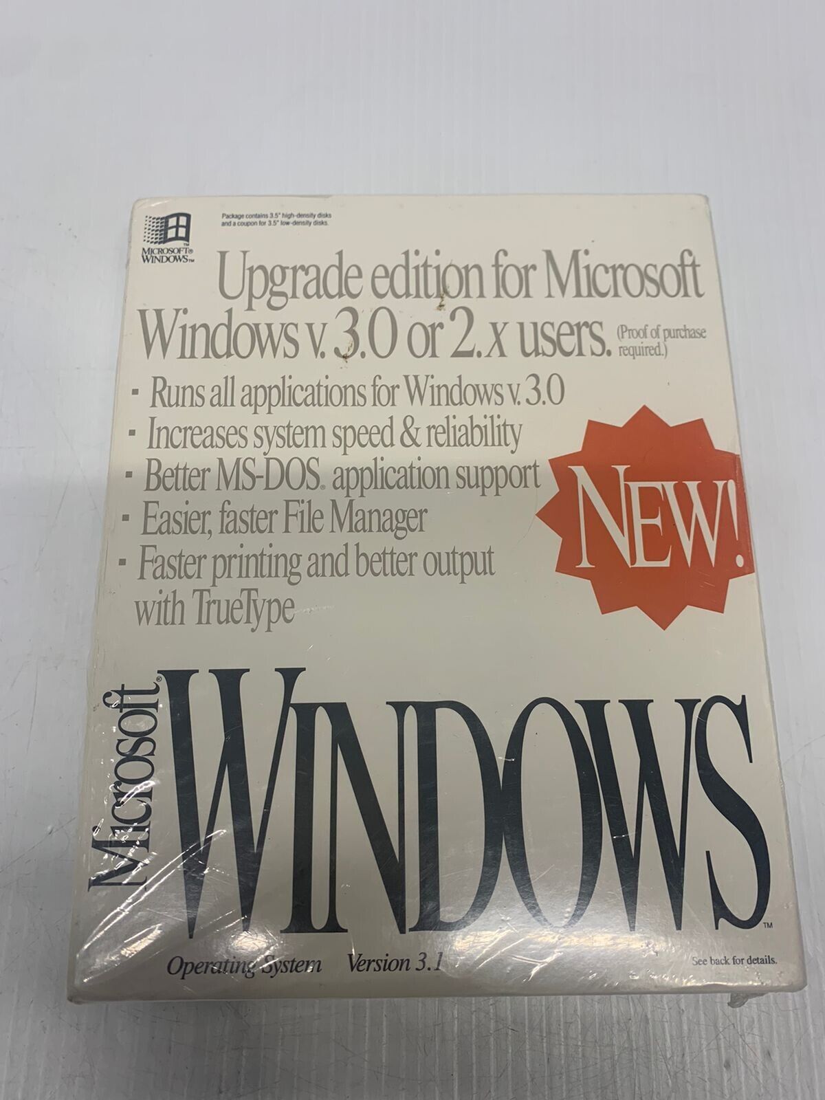 Microsoft Windows Version 3.1 Upgrade Edition Windows 3.0 Or 2.X Users 