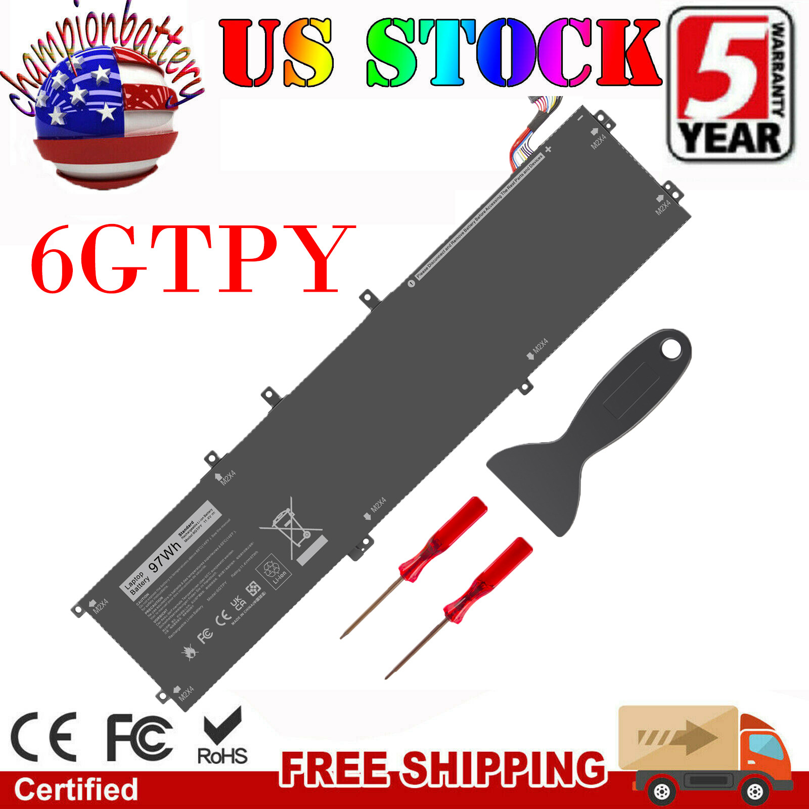 6GTPY Battery for Dell Precision 5510 5520 5530 XPS 15 9570 9560 9550 7590 M5520