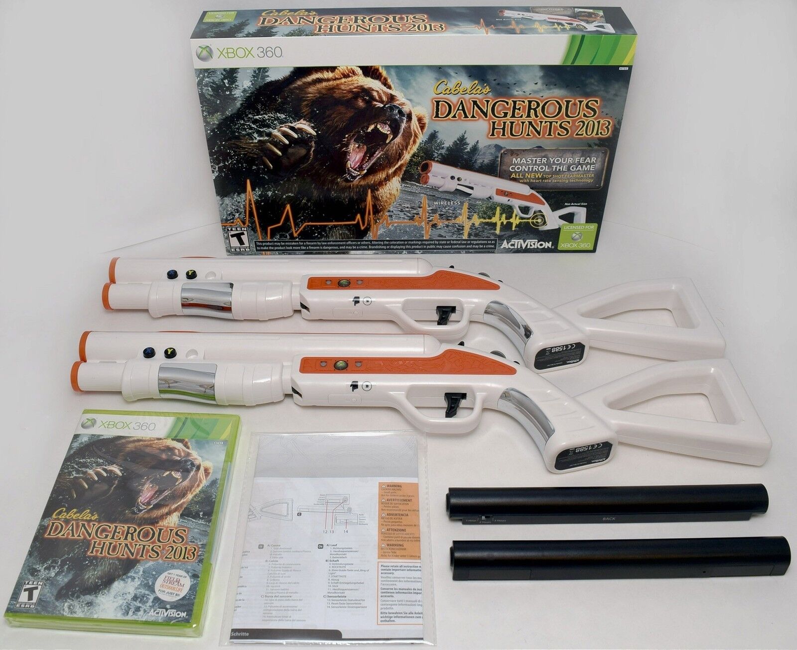 NEW 2-GUN BUNDLE XBox 360 Cabela's Dangerous Hunts 2013 Hunting Game top shot