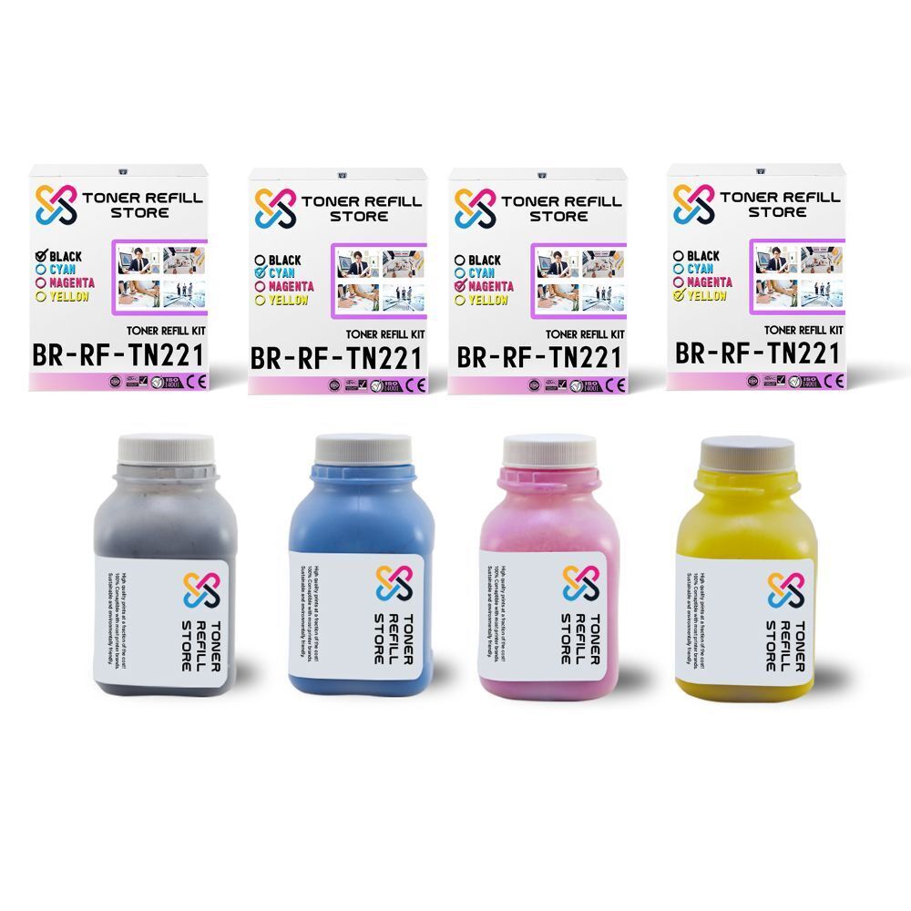 5Pk TRS TN221 BCMY Compatible for Brother HL3140CW, MFC9130CW Toner Refill Kit