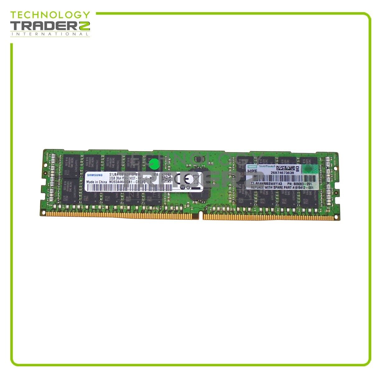 805351-B21 HP 32GB PC4-2400T DDR4-2400MHz 2Rx4 ECC Memory 809083-091 819412-001