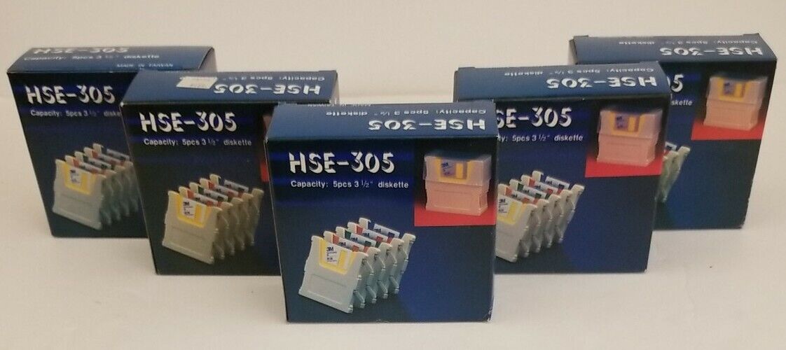 Lot Of 5 Vintage HSE-305 Hard Storage Box for 3.5\