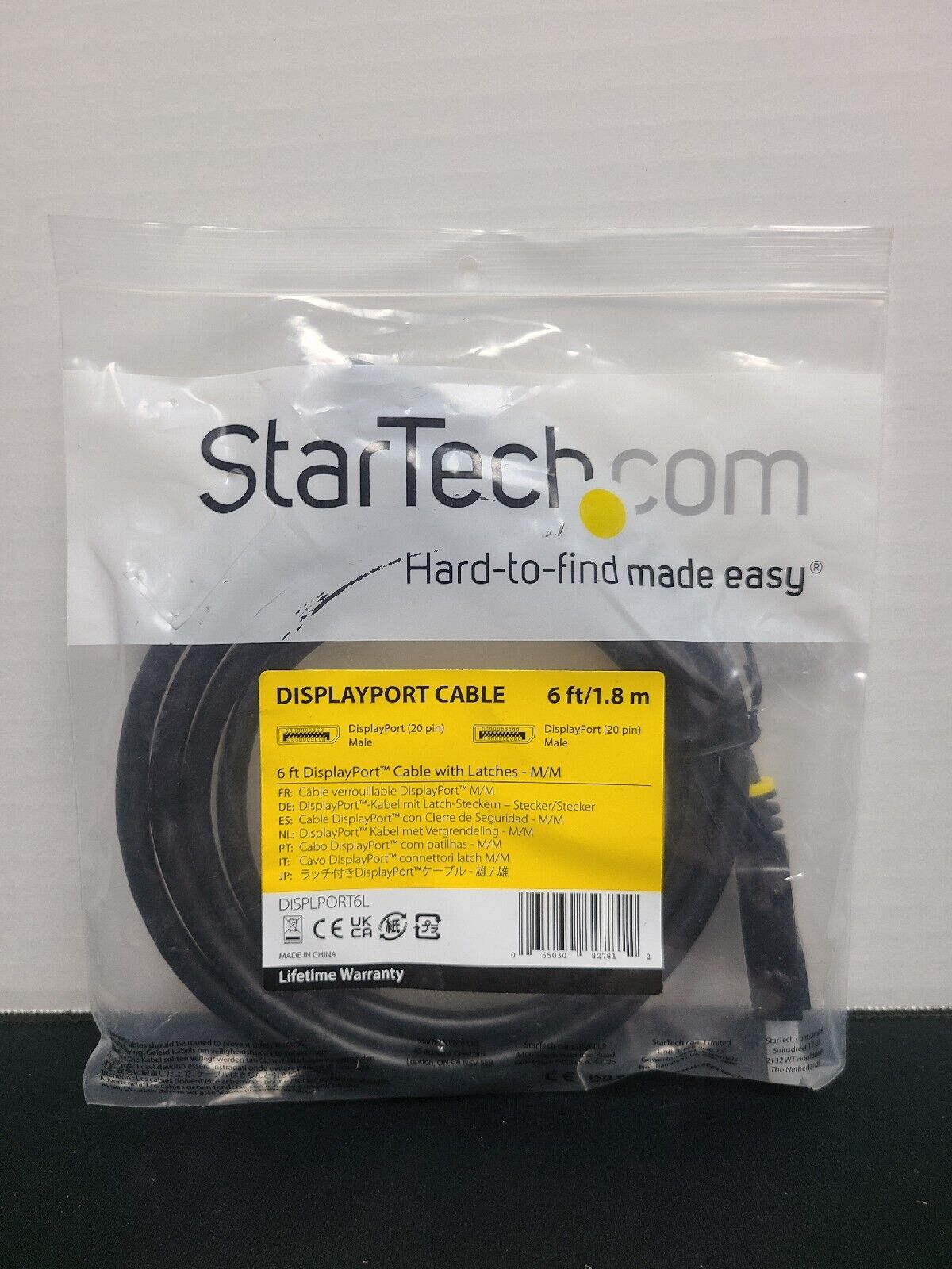 NEW 6 ft/1.8m StarTech DisplayPort to DisplayPort Computer Video Cable