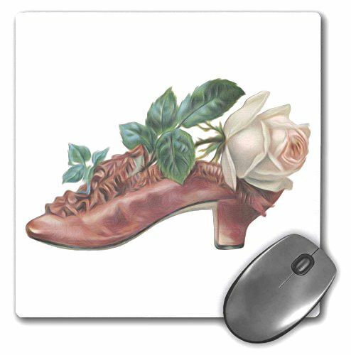 3dRose LLC 8 x 8 x 0.25 Inches Mouse Pad, Vintage Lovely Woman\'s Shoe with Beaut