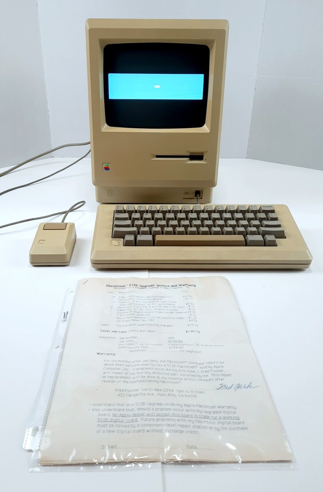 Apple Macintosh M0001 Computer 1984 W/Mouse and Keyboard Number Matching AS IS