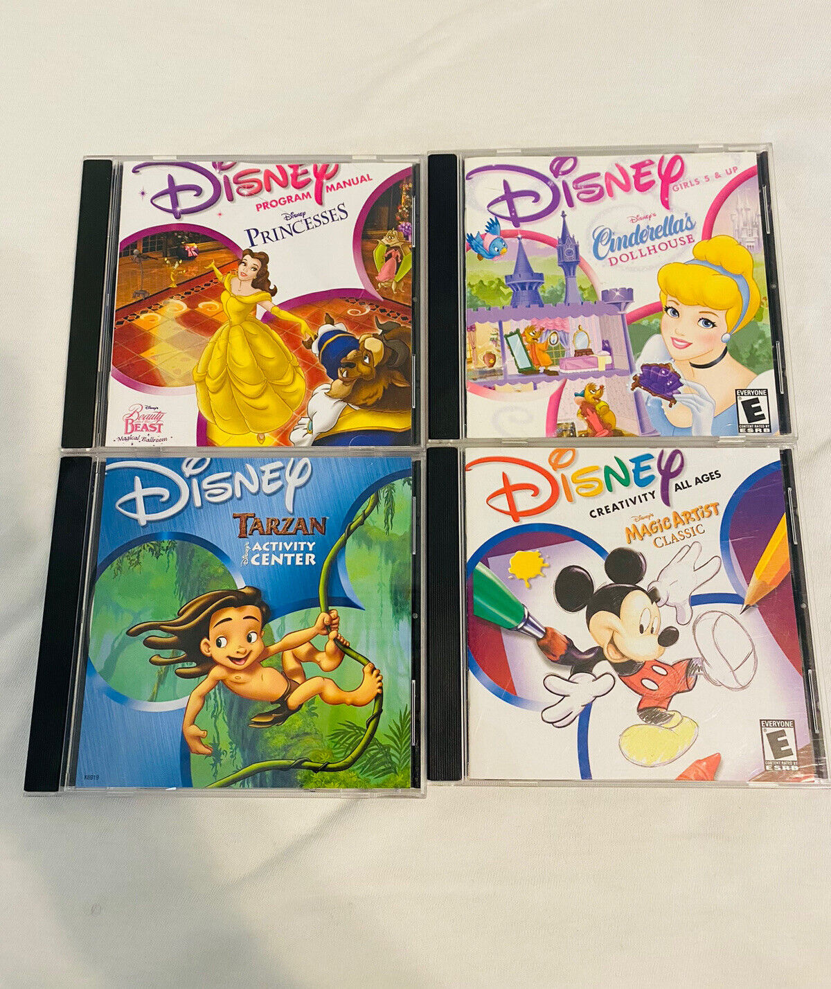Lot of 4 Vintage Disney Creative Mickey Tarzan Cinderella Princess PC Video Game