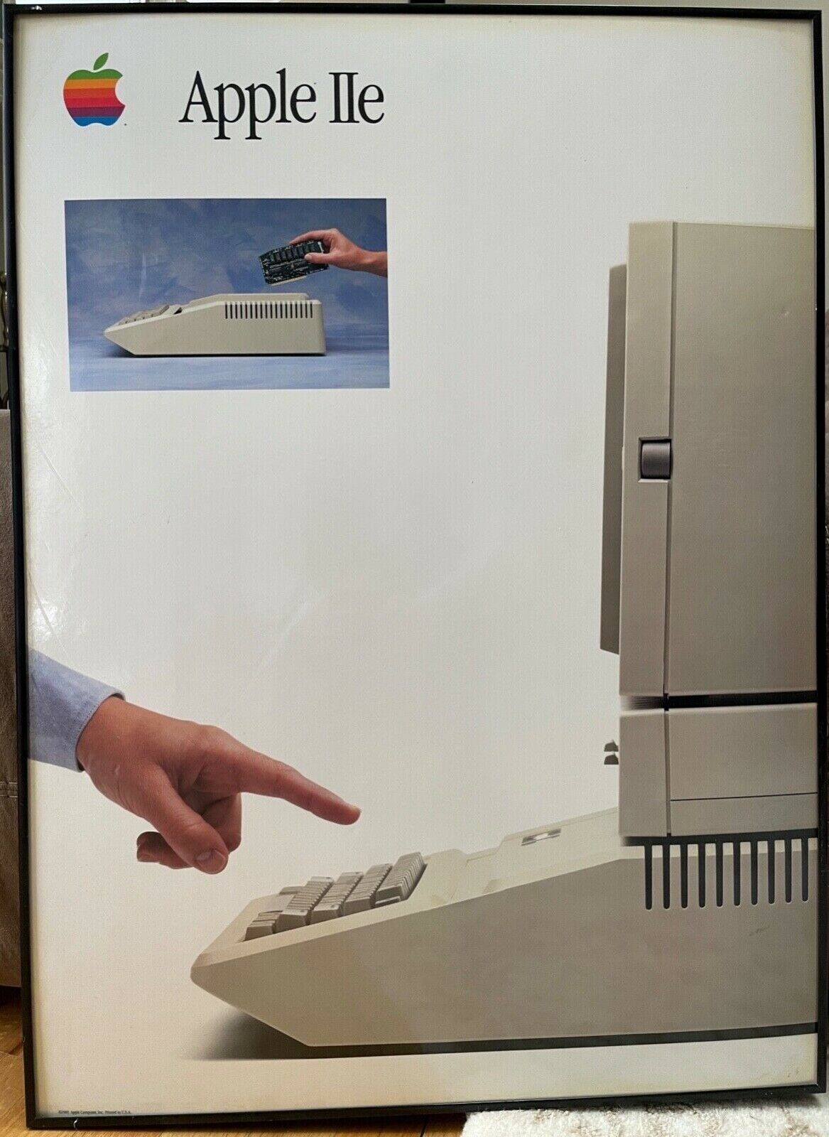 Apple IIe Computer RARE Poster 1985 - Vintage and Original Frame 30x22