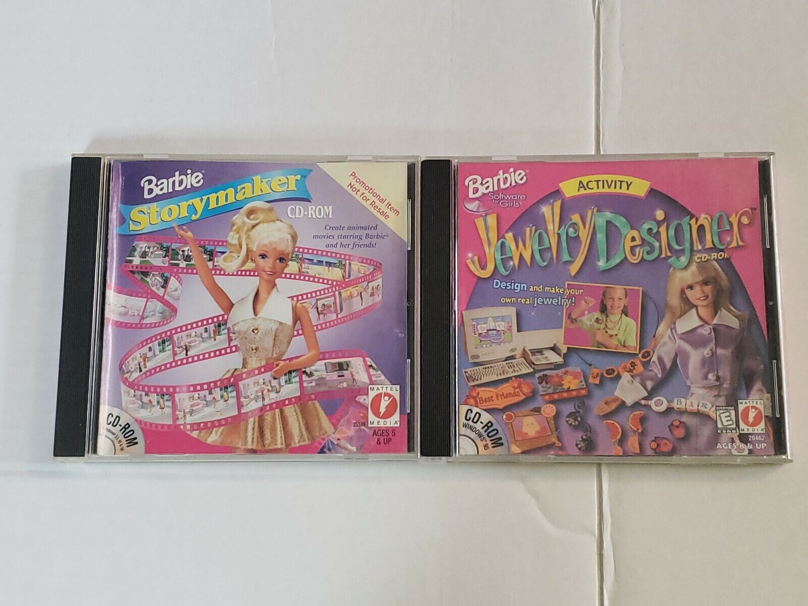 Lot of 2 Vintage Barbie CD-ROM Jewelry Designer & Storymaker