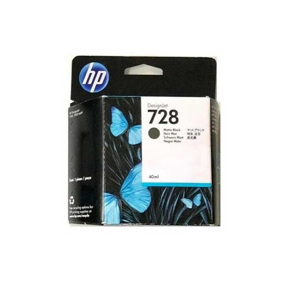 HP 728 Matte Black Ink Cartridge F9J60A 40ml DesignJet T830 T730 - New Sealed