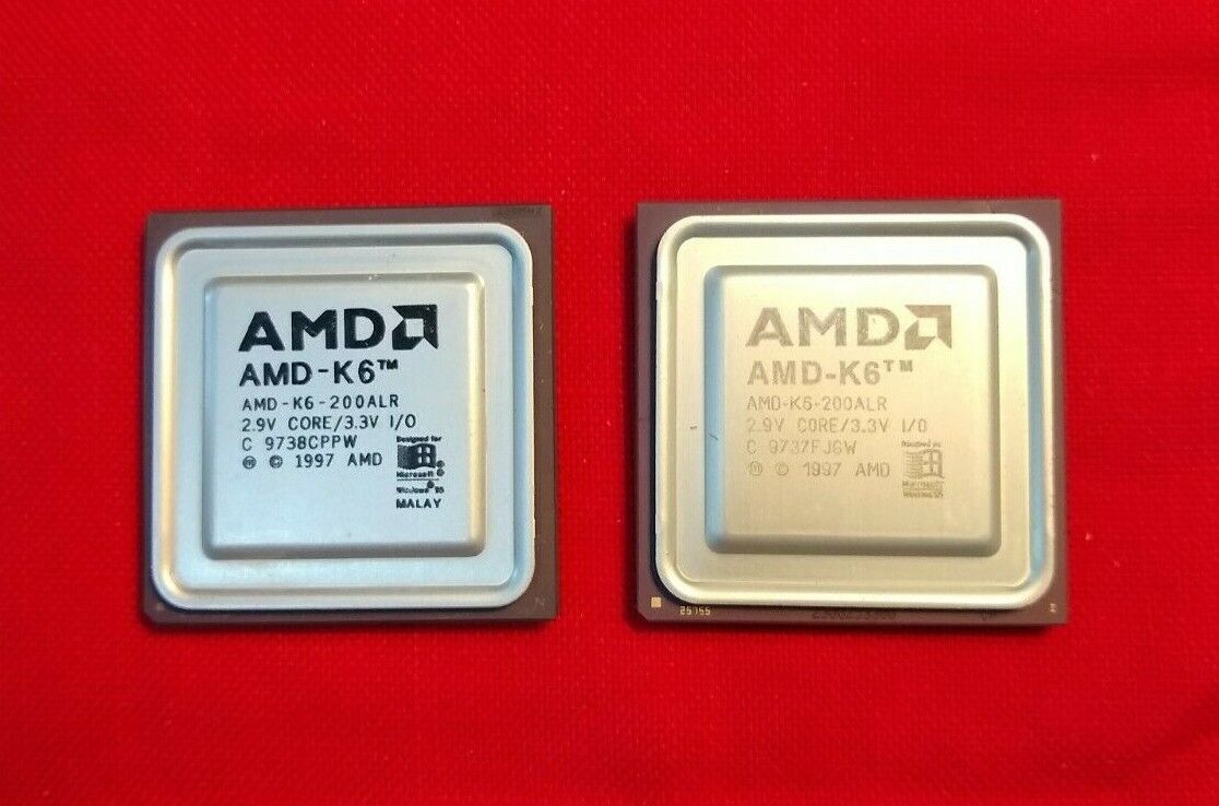  AMD-K6-200ALR Different Labels LOGOs (x2) K6 200 MHZ 200ALR Unique Lot 2 Pair 