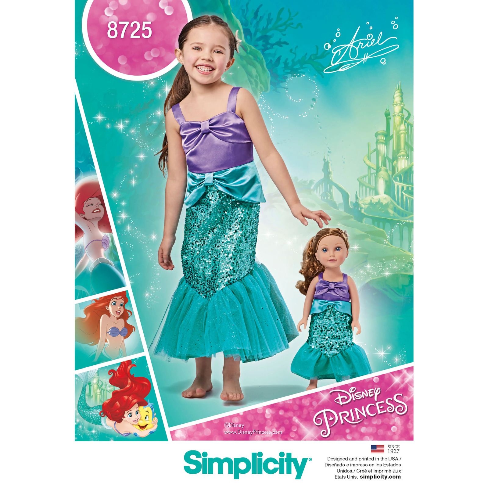 Simplicity Sewing Pattern Disney Ariel 8725 Child\'s and 18\