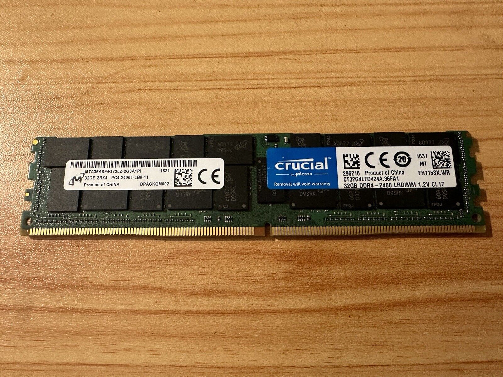 Micron Crucial 32gb LRDIMM PC4-2400T 2Rx4 19200 ECC Reg Memory MTA36ASF4G72LZ
