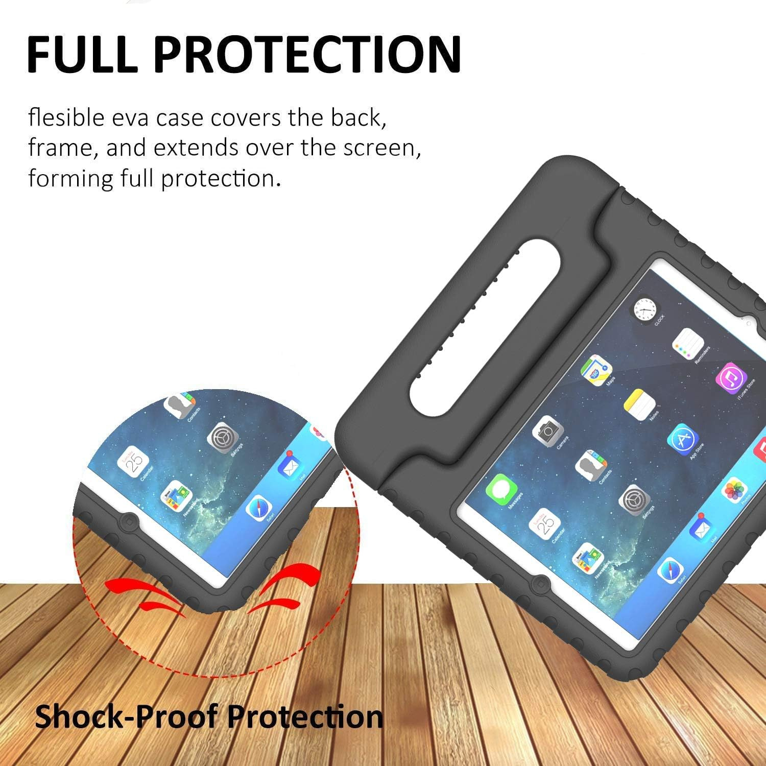 Kids Case Compatible for Ipad Mini 1 2 3 - Light Weight Shock Proof Handle Stand